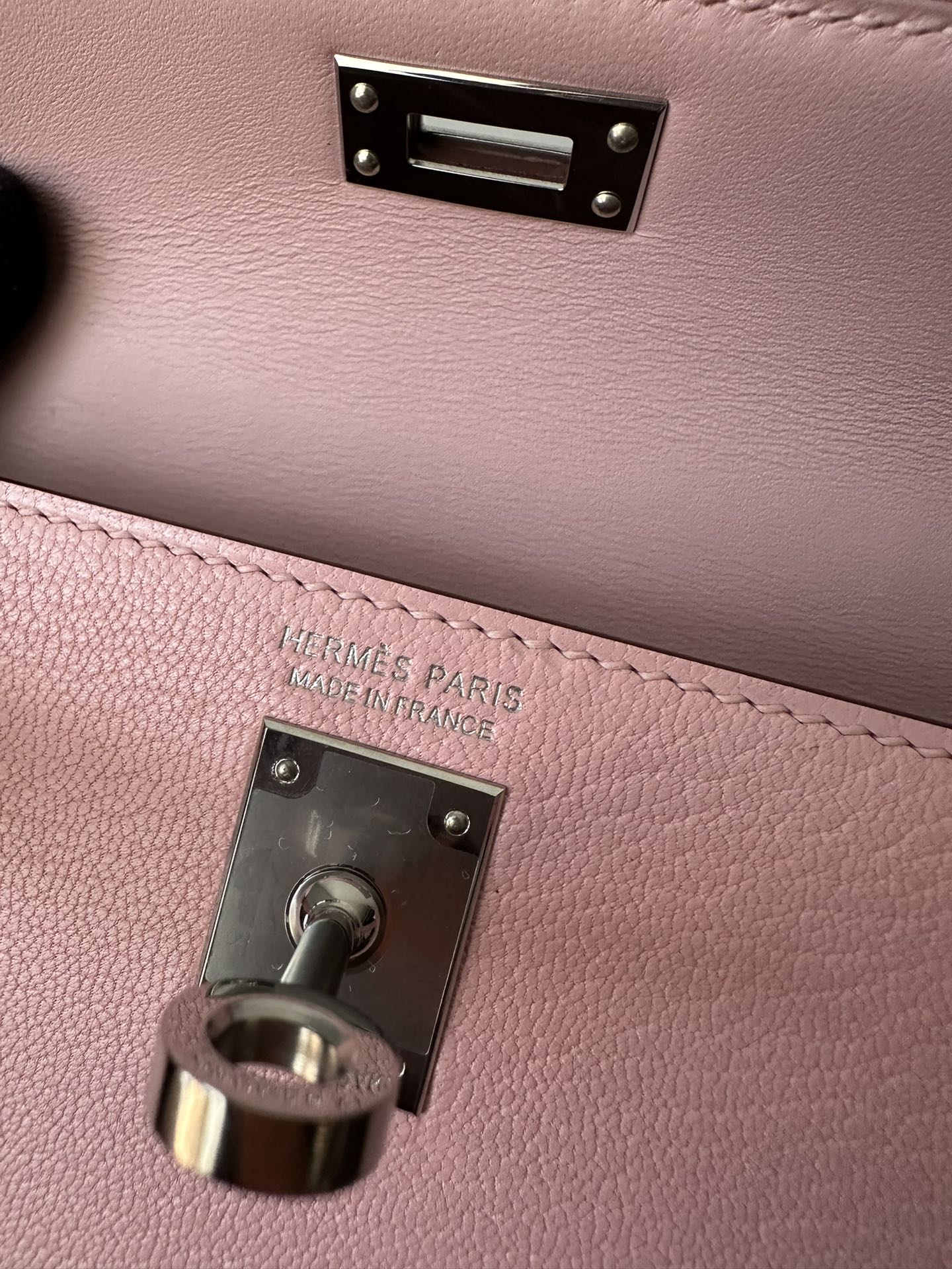 HM KELLY MINI 19 PINK CHEVRE SILVER HARDWARE