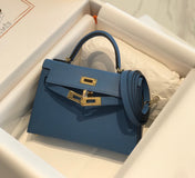 HM KELLY MINI 20 BLUE EPSOM GOLD HARDWARE
