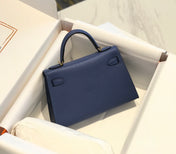 HM KELLY MINI 20 DENIM EPSOM GOLD HARDWARE