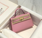 HM KELLY MINI 20 LIGHT PINK EPSOM GOLD HARDWARE