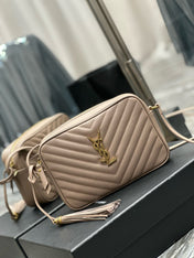 LOU 23 CAMERA BAG BEIGE IN QUILTED LEATHER GOLD HARDWARE