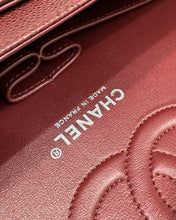FLAP BAG 25 IN WINE CAVIAR LAMBSKIN SILVER HARDWARE
