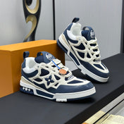 LV SKATE SNEAKER IN WHITE MIX NAVY BLUE CALFSKIN