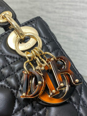 SMALL 20 LADY BAG IN BLACK MACROCANNAGE LAMBSKIN WITH GOLD HARDWARE