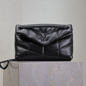 LOULOU PUFFER MEDIUM 29 IN ALL BLACK SHEEPSKIN BLACK HARDWARE