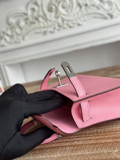 HM KELLY MINI 19 LIGHT PINK CALFSKIN SILVER HARDWARE