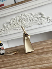 HM KELLY MINI 19 WHITE CALFSKIN GOLD HARDWARE
