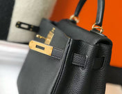 HM KELLY BAG 28 IN BLACK TOGO LEATHER GOLD HARDWARE
