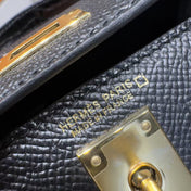 HM KELLY MINI 19 BLACK TOGO LETHER GOLD HARDWARE