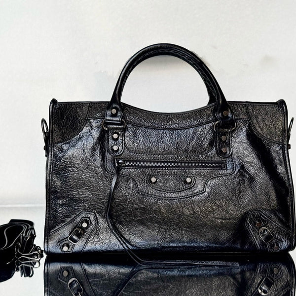 LE CITY BAG IN BLACK LEATHER
