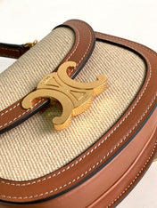MINI BESACE CLEA 15 IN BROWN TEXTILE AND CALFSKIN