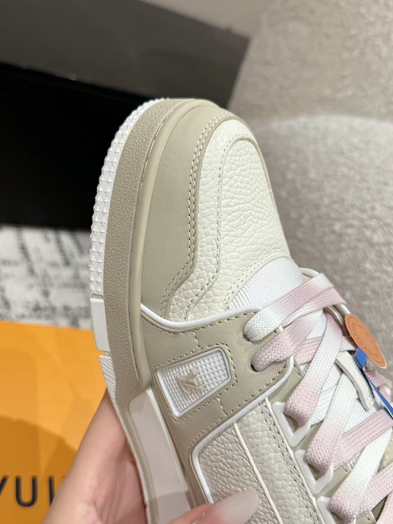 LV TRAINER SNEAKERS IN WHITE CALFSKIN