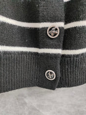 CC NAUTICAL CARDIGAN IN BLACK AND WHITE COTTON KNIT WITH STRIPED DESIGN WITH CC BUTTONS