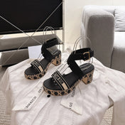 DIORACT SANDALS IN BLACK AND BEIGE EMBROIDERY AND CALFSKIN