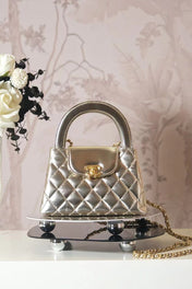 CC COCO HANDLE BAG 19 IN METALLIC GOLD QUILTED CALFSKIN