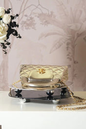 CC COCO HANDLE BAG 19 IN METALLIC GOLD QUILTED CALFSKIN