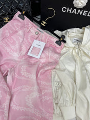 CC WIDE LEG PANTS IN PINK FLORAL SILK