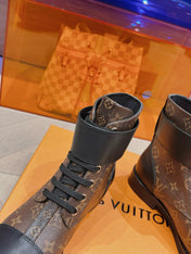 LV BOOTS IN BROWN MONOGRAM CANVAS MIX CALFSKIN