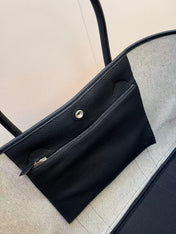 TOTE BAG 40 IN GREY AND BLACK CANVAS MIX CALFSKIN TRIM