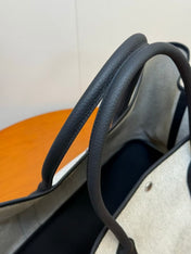 TOTE BAG 40 IN GREY AND BLACK CANVAS MIX CALFSKIN TRIM
