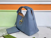 GG HORSEBIT HOBO BAG 46 IN LIGHT BLUE CALFSKIN GOLD HARDWARE