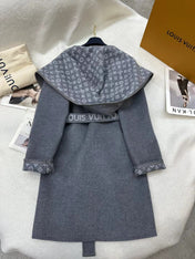 LV MONOGRAM MAXI COLLAR COAT IN GRAY WOOL