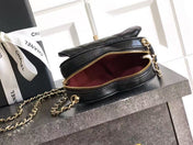 CC HEART QUILTED SHOULDER BAG 19 IN BLACK CALFSKIN TP3