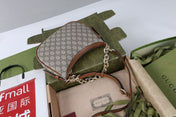 GG SHOULDER BAG 25 IN DARK BEIGE MONOGRAM CANVAS MIX CALFSKIN