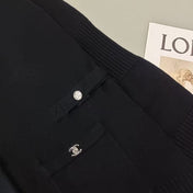 Chanel Black Cardigan In Wool Mix Velvet