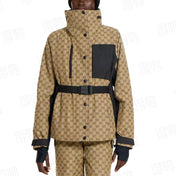 GG TECHNICAL FABRIC JACQUARD JACKET IN BEIGE AND DARK BROWN