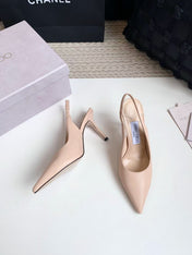 JIMMY CHOO 26S SLINGBACK HIGH HEELS 90 MM IN NUDE CALFSKIN