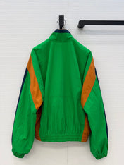 YSL 26S COLOR BLOCK WINDBREAKER IN GREEN TECH NYLON