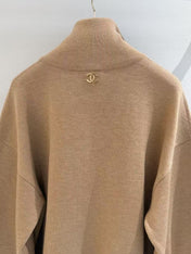 CHANEL 26S HALF-ZIP KNIT SWEATER IN BEIGE WOOL