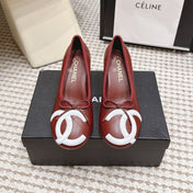 CHANEL 26S PEARL HIGH HEELS 55 MM IN DARK RED CALFSKIN WITH WHITE CC LOGO
