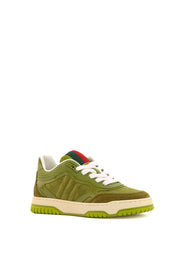 GG RE-WEB SNEAKER IN DARK GREEN CALSKIN GG CANVAS