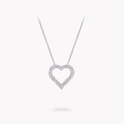 SPIRAL HEART SILHOUETTE PAVED SILVER DIAMOND NECKLACE
