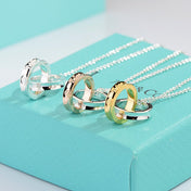 NECKLACE FEMALE DOUBLE RING DOUBLE CIRCLE COUPLE PENDANT