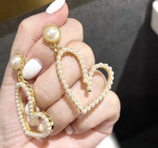PEARL GOLD PLATED OPEN HEART  EARRINGS