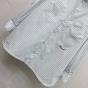 CHANEL STRIPED EMBROIDERED LOGO SHIRT WITH VERTICAL STRIPES