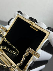 CHANEL 26S POP COCO CLUTCH IN BLACK & WHITE PATENT LEATHER