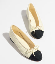 BALLET FLATS LIGHT YELLOW BLACK TWEED