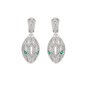SERPENTI MALACHITE DIAMOND EARRINGS SILVER