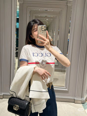 GG White Blue Cotton Jersey T-shirt With Print