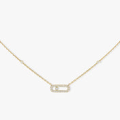 MOVE UNO PAVED SILVER DIAMOND NECKLACE