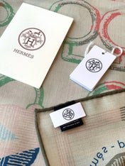 HERMES 26S PRINTED SQUARE SCARF 135 IN CASHMERE AND SILK 307240