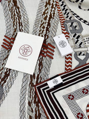 HERMES 26S PRINTED SQUARE SCARF 135 IN CASHMERE AND SILK 307243