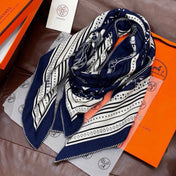 HERMES 26S PRINTED SQUARE SCARF 140 IN CASHMERE AND SILK 307280