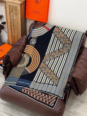 HERMES 26S PRINTED SQUARE SCARF 140 IN CASHMERE AND SILK 309320