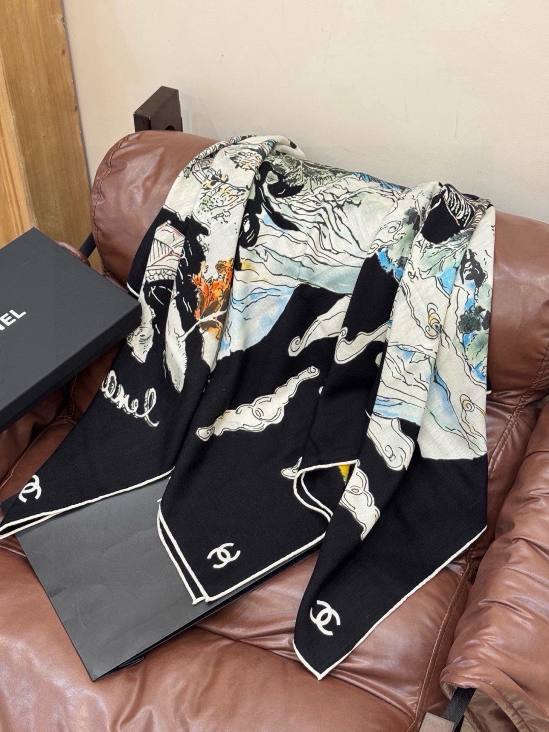 CHANEL 26S SCARF 135 IN CASHMERE AND SILK 309325