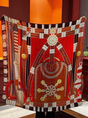 HERMES 26S PRINTED SQUARE SCARF 140 IN SILK 309332